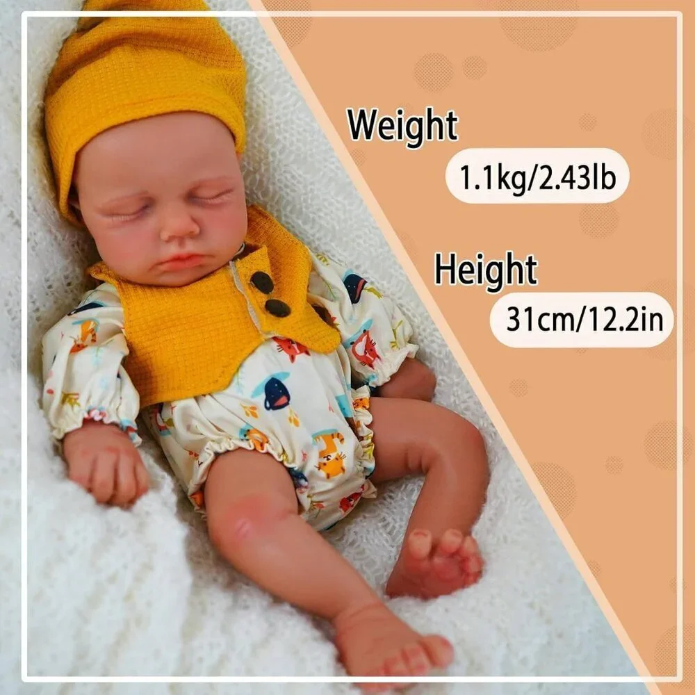 12 inch Realistic 2.3lb Full Body Silicone Sleeping Baby Girl Reborn Baby Dolls
